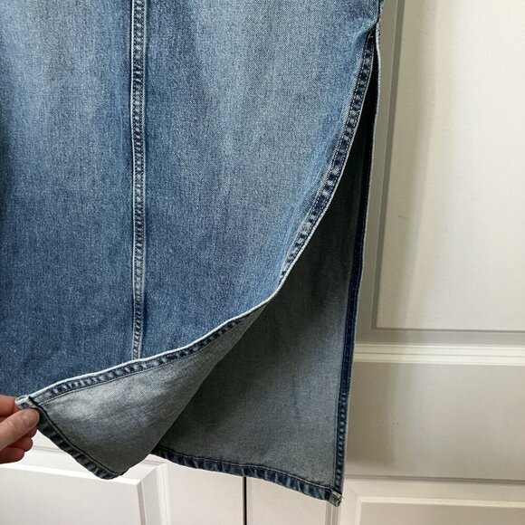 Zara Denim Maxi Skirt Womens XS Long Modest Jean Y2K Side Slits - Picture 2 of 8